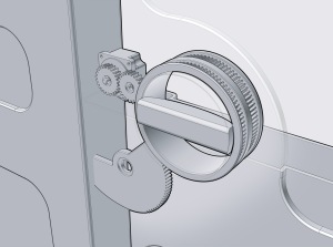 Work-in-progess 3D model conceptualizing the internal design of the manual door latch mechanism.